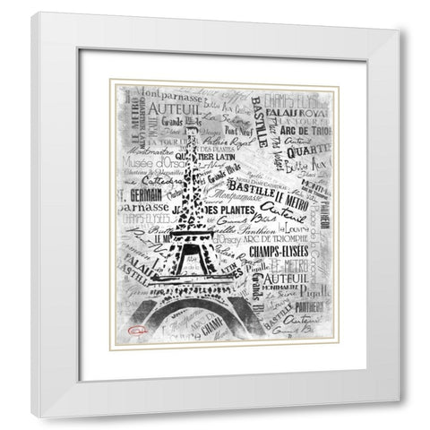 Eiffel NO PARIS White Modern Wood Framed Art Print with Double Matting by OnRei