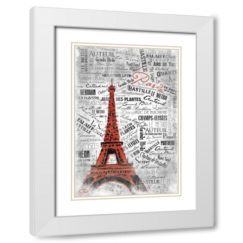 Eiffel C White Modern Wood Framed Art Print with Double Matting by OnRei