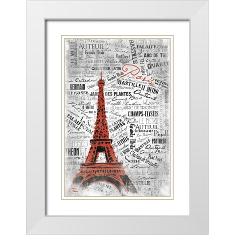 Eiffel C White Modern Wood Framed Art Print with Double Matting by OnRei