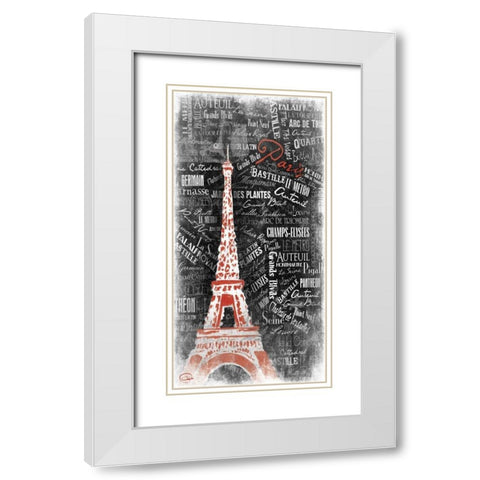 Eiffel LOVE White Modern Wood Framed Art Print with Double Matting by OnRei