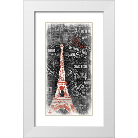 Eiffel LOVE White Modern Wood Framed Art Print with Double Matting by OnRei