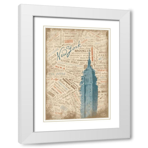 EMPIRE STATE White Modern Wood Framed Art Print with Double Matting by OnRei