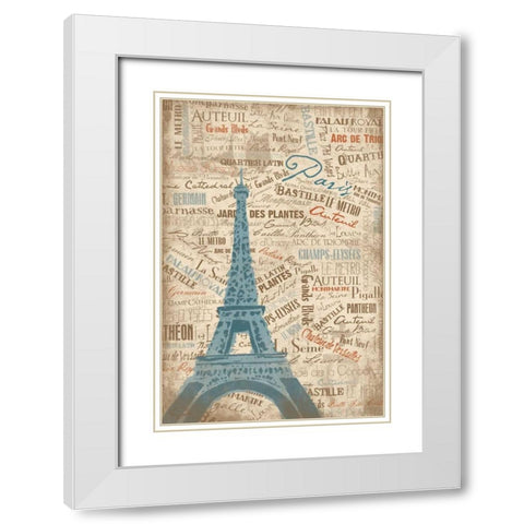 PARIS LOVE White Modern Wood Framed Art Print with Double Matting by OnRei