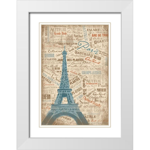 PARIS LOVE White Modern Wood Framed Art Print with Double Matting by OnRei