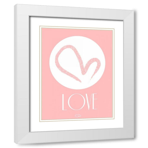 PINK LOVE White Modern Wood Framed Art Print with Double Matting by OnRei