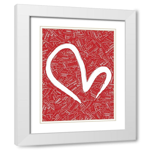 LOVE RED White Modern Wood Framed Art Print with Double Matting by OnRei