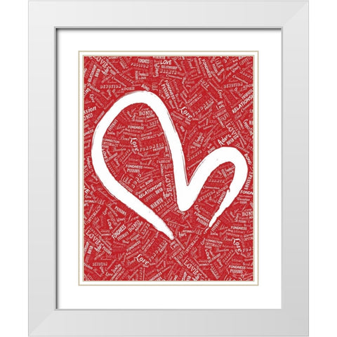 LOVE RED White Modern Wood Framed Art Print with Double Matting by OnRei