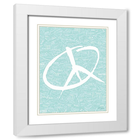 AQUA PEACE White Modern Wood Framed Art Print with Double Matting by OnRei