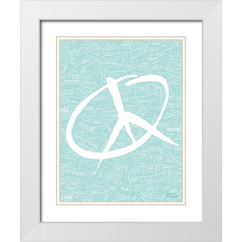 AQUA PEACE White Modern Wood Framed Art Print with Double Matting by OnRei