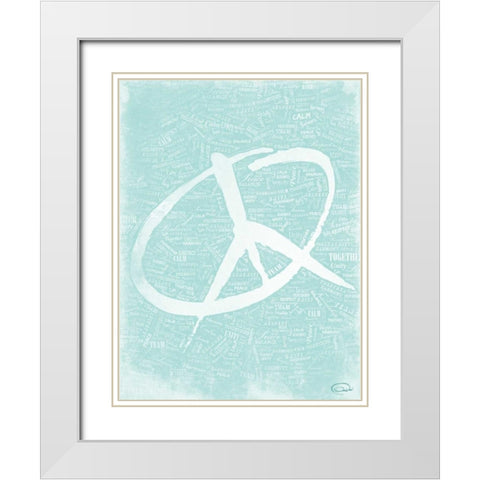 PEACE E White Modern Wood Framed Art Print with Double Matting by OnRei