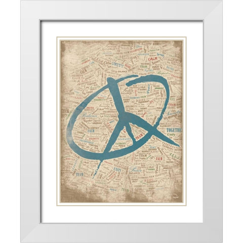 PEACE FOR PEACE White Modern Wood Framed Art Print with Double Matting by OnRei