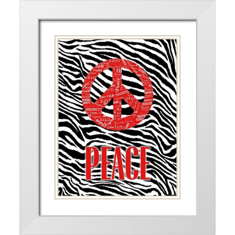 JUNGLE PEACE White Modern Wood Framed Art Print with Double Matting by OnRei