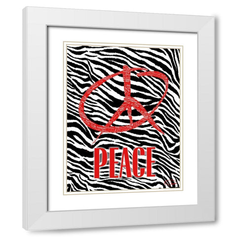 PEACE B White Modern Wood Framed Art Print with Double Matting by OnRei