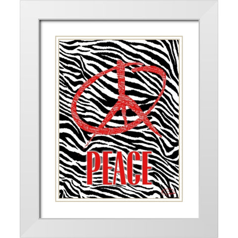 PEACE B White Modern Wood Framed Art Print with Double Matting by OnRei