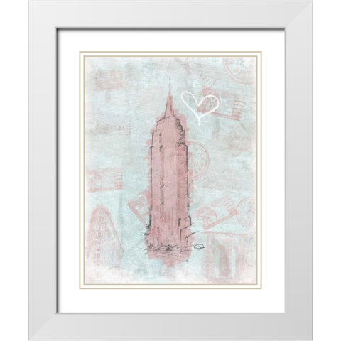 Empire Sketch Romantic White Modern Wood Framed Art Print with Double Matting by OnRei