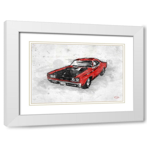 MuscleCar  A White Modern Wood Framed Art Print with Double Matting by OnRei