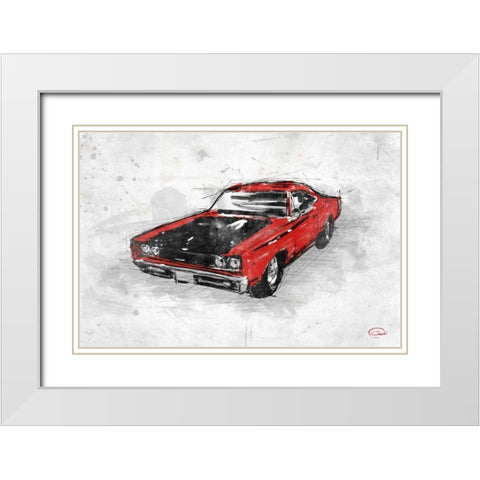 MuscleCar  A White Modern Wood Framed Art Print with Double Matting by OnRei