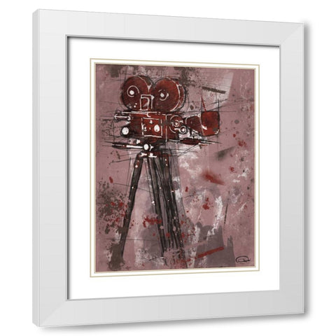 MOVIE RED White Modern Wood Framed Art Print with Double Matting by OnRei