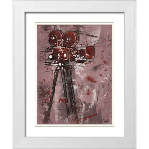 MOVIE RED White Modern Wood Framed Art Print with Double Matting by OnRei