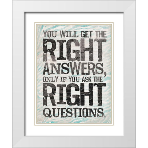 Answer 2 White Modern Wood Framed Art Print with Double Matting by OnRei