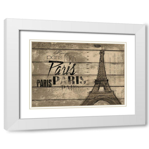 Natural Paris Clean Horizontal White Modern Wood Framed Art Print with Double Matting by OnRei