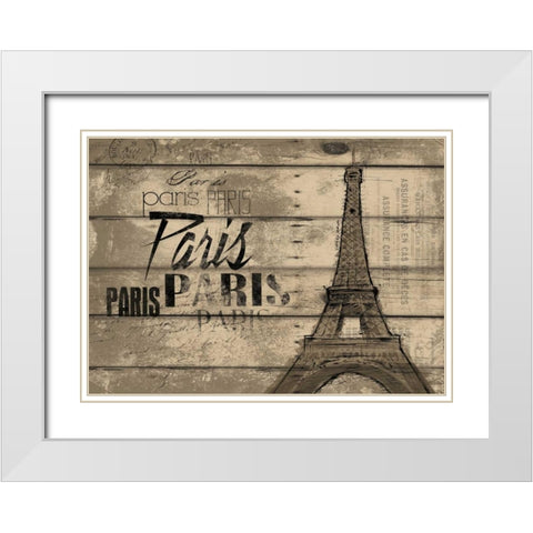 Natural Paris Clean Horizontal White Modern Wood Framed Art Print with Double Matting by OnRei