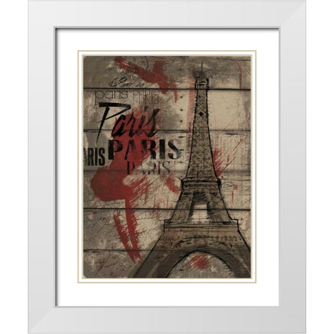 Natural Paris White Modern Wood Framed Art Print with Double Matting by OnRei