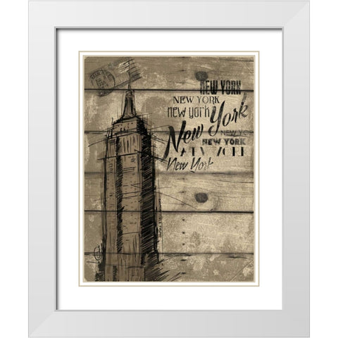 Natural New York Clean White Modern Wood Framed Art Print with Double Matting by OnRei