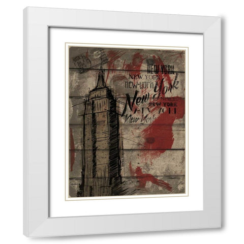 Natural New York 12B White Modern Wood Framed Art Print with Double Matting by OnRei