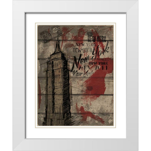 Natural New York 12B White Modern Wood Framed Art Print with Double Matting by OnRei