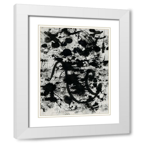 Splatter White Modern Wood Framed Art Print with Double Matting by OnRei