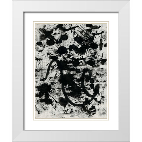 Splatter White Modern Wood Framed Art Print with Double Matting by OnRei