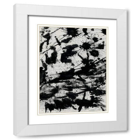 Splatter 2 White Modern Wood Framed Art Print with Double Matting by OnRei