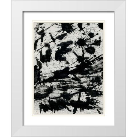 Splatter 2 White Modern Wood Framed Art Print with Double Matting by OnRei