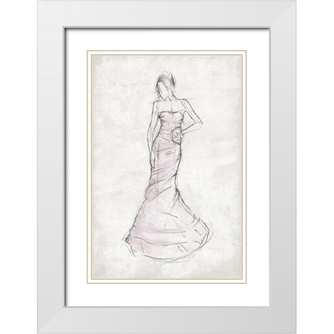 Fashion Dress White Modern Wood Framed Art Print with Double Matting by OnRei