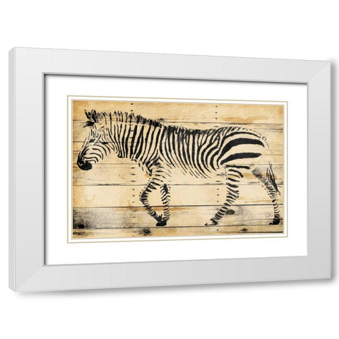 Zebra Wood White Modern Wood Framed Art Print with Double Matting by OnRei