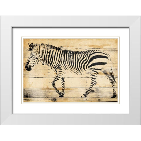 Zebra Wood White Modern Wood Framed Art Print with Double Matting by OnRei