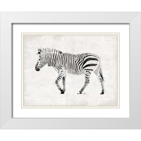 Zebra White Modern Wood Framed Art Print with Double Matting by OnRei