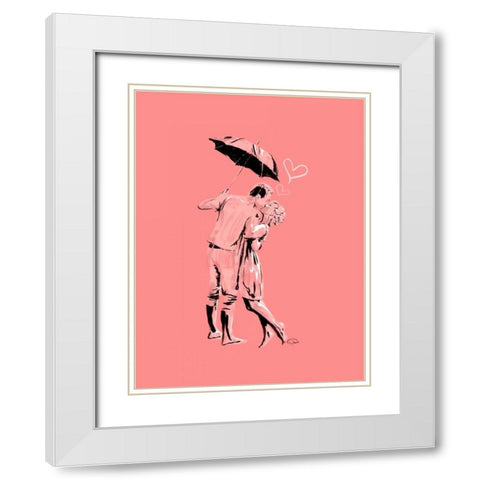 Romantic Love Pink White Modern Wood Framed Art Print with Double Matting by OnRei