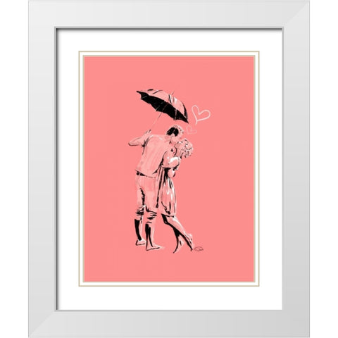 Romantic Love Pink White Modern Wood Framed Art Print with Double Matting by OnRei