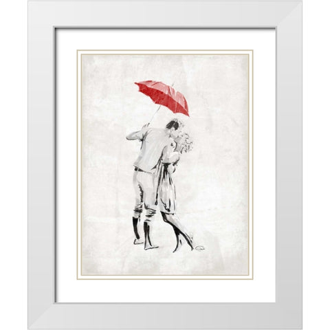 Romantic Love White Modern Wood Framed Art Print with Double Matting by OnRei