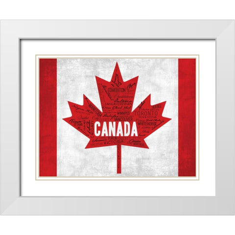 Province Flag White Modern Wood Framed Art Print with Double Matting by OnRei