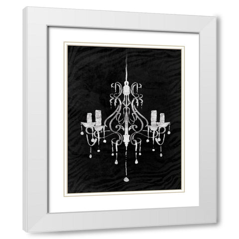 Black Chandelier 1 White Modern Wood Framed Art Print with Double Matting by OnRei