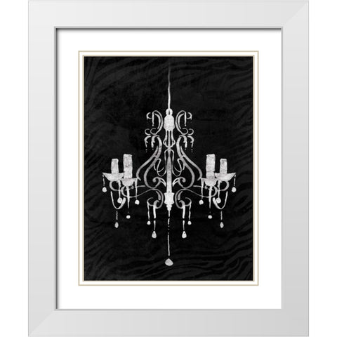 Black Chandelier 1 White Modern Wood Framed Art Print with Double Matting by OnRei