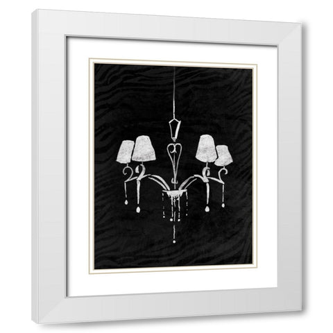 Black Chandelier 2 White Modern Wood Framed Art Print with Double Matting by OnRei