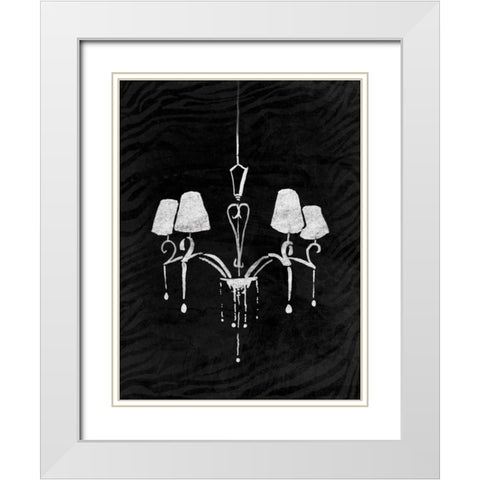 Black Chandelier 2 White Modern Wood Framed Art Print with Double Matting by OnRei