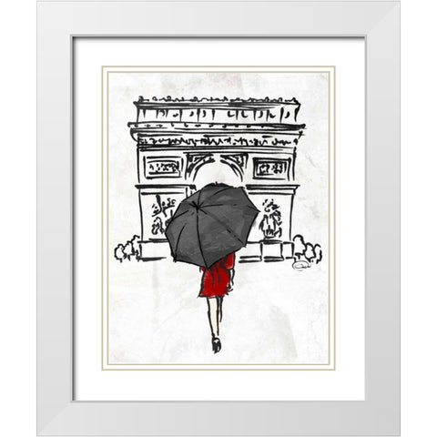 Inked Walk Away Red White Modern Wood Framed Art Print with Double Matting by OnRei