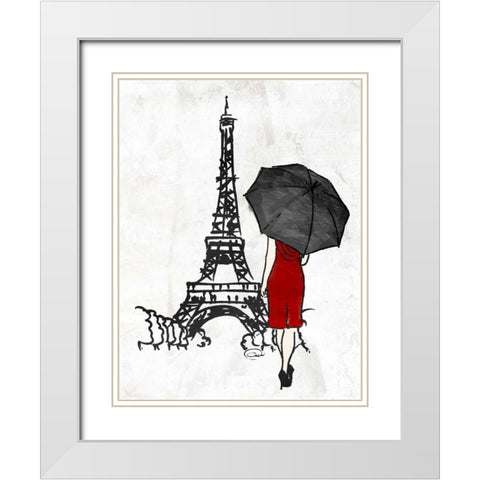 Inked Walk Away Mate Red White Modern Wood Framed Art Print with Double Matting by OnRei