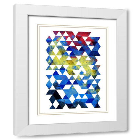 Pop Triangles White Modern Wood Framed Art Print with Double Matting by OnRei