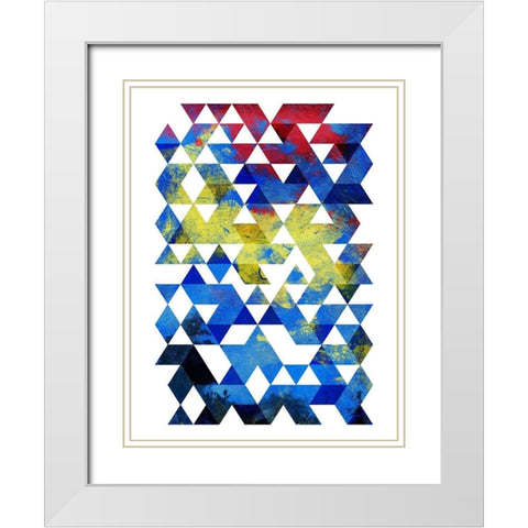 Pop Triangles White Modern Wood Framed Art Print with Double Matting by OnRei